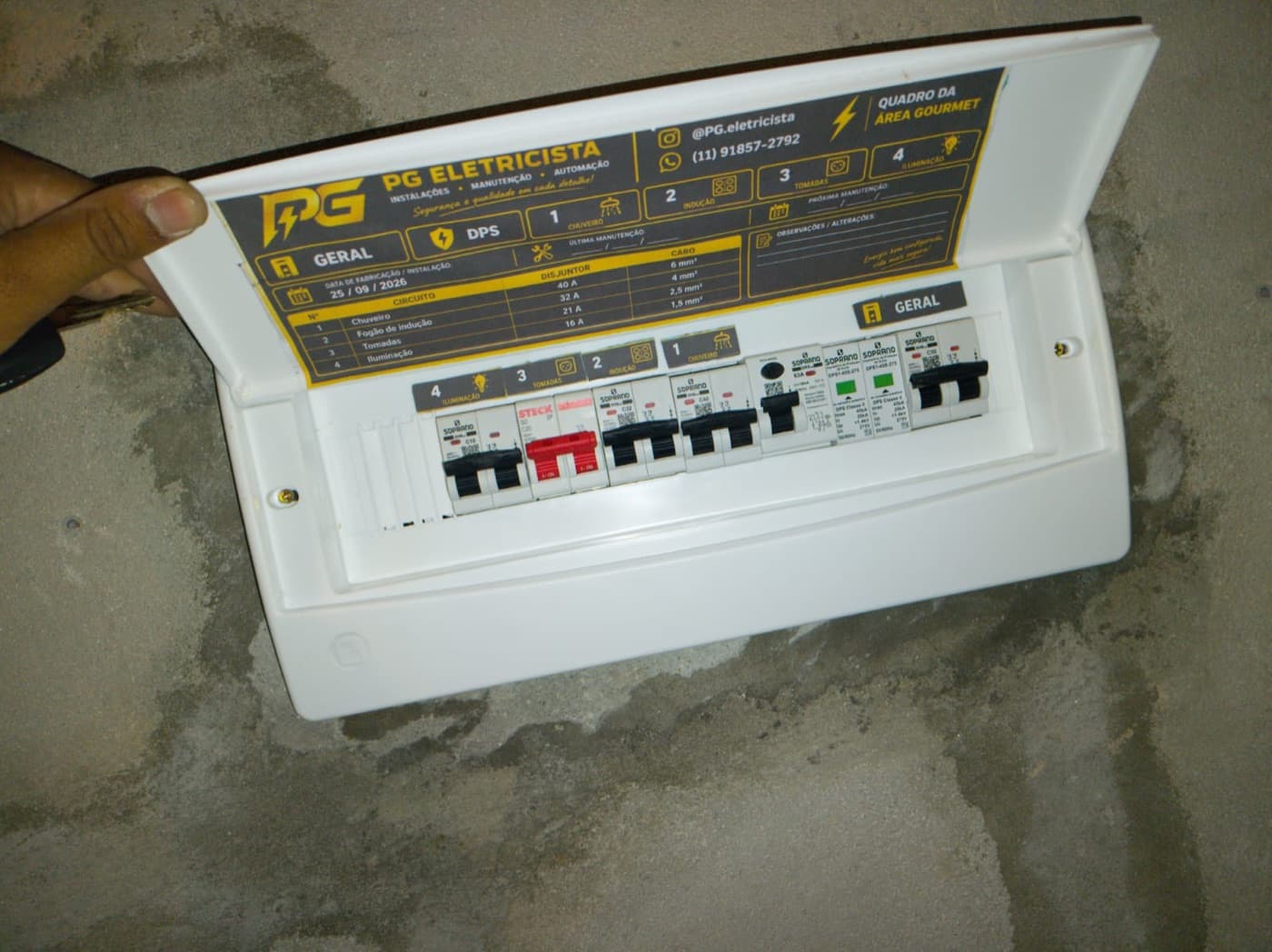 Quadro de luz com circuitos etiquetados pela PG